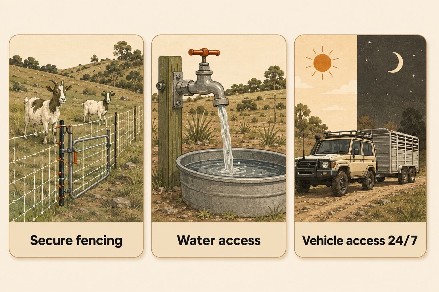 Diagram showing what you'll need on site for your goat clearing job.
